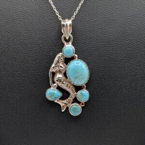 Sterling Silver and Torquoise Mermaid Pendant